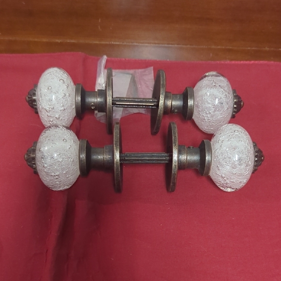 Other - Vintage Glass Door Knobs with Bronze Accents